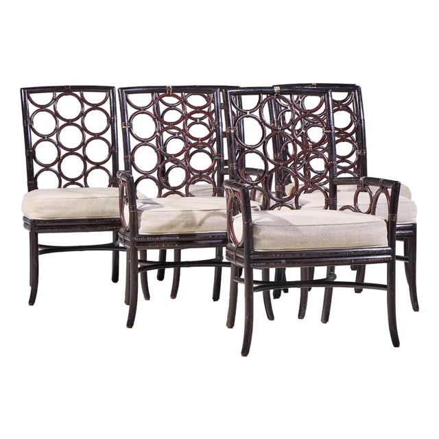 Barbara Barry for Baker Script Rattan Dining Chairs - Set of 6 For Sale