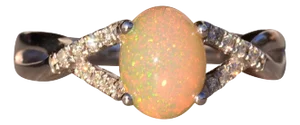 The 107th Street: Opal and Diamond Ring in White Gold
