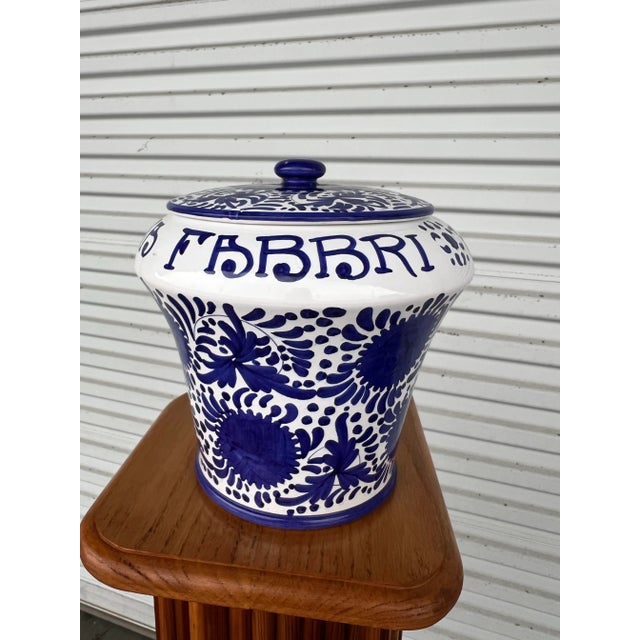 1960s Cherry Jar Vintage Large Ceramic / Blue & White & Ladle -2 For Sale In West Palm - Image 6 of 9
