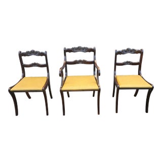 Set of Three Early 20th Century Carved Mahogany Duncan Phyfe Chairs For Sale