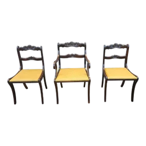 Set of Three Early 20th Century Carved Mahogany Duncan Phyfe Chairs