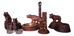 Vintage Black Forest Decorative Sculpture with Bears, 1950, Set of 5