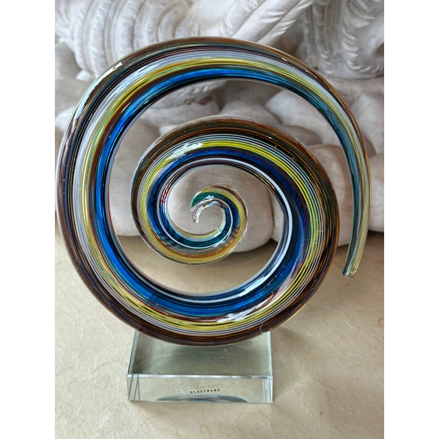 Vintage Murano Glass Colorful Rainbow Swirl on Lucite Abstract Sculpture For Sale In West Palm - Image 6 of 13