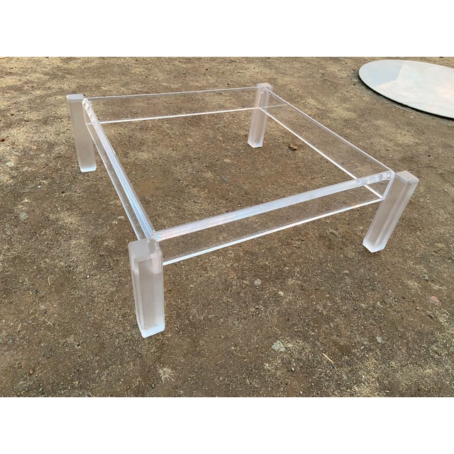 Vintage Mid Century Modern Lucite Glass Top Coffee Cocktail Table For Sale - Image 14 of 18