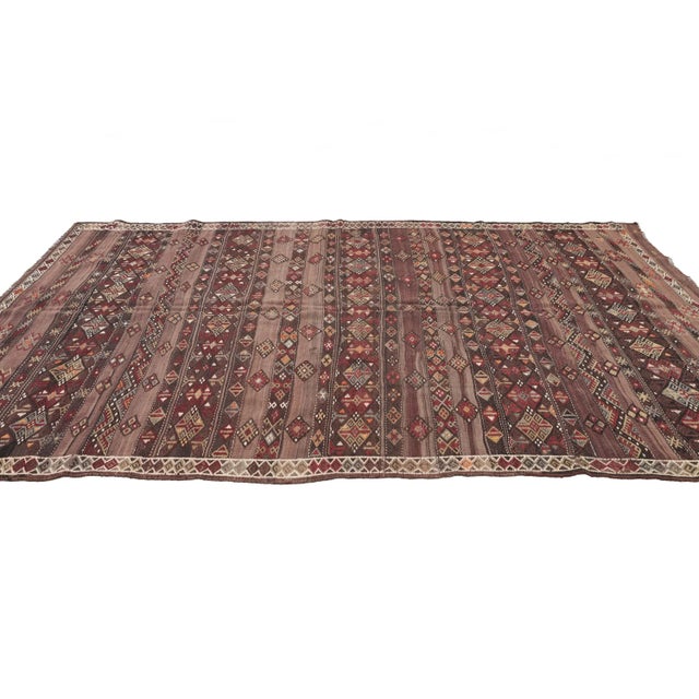 Embroidered Vintage Kilim Rug For Sale - Image 4 of 7
