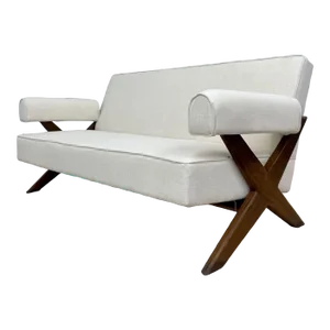 Pierre Jeanneret Upholstered X-Leg Sofa, Mid Century Modern, Chandigarh