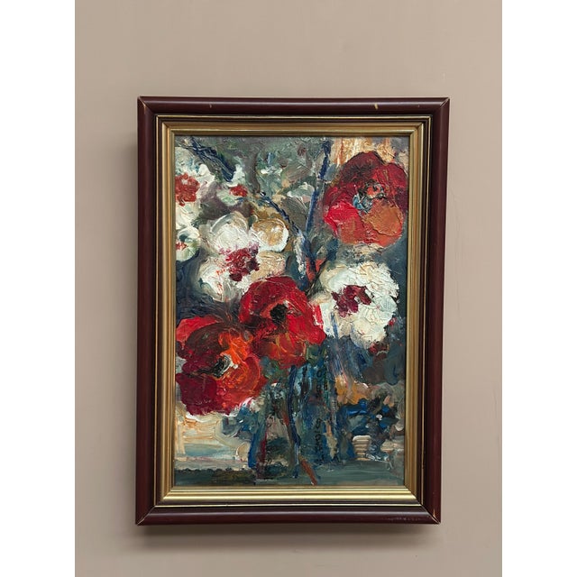 L. Stokes, Red Poppies and White Blossoms, 1960s, Oil Painting on Canvas, Framed For Sale - Image 10 of 18