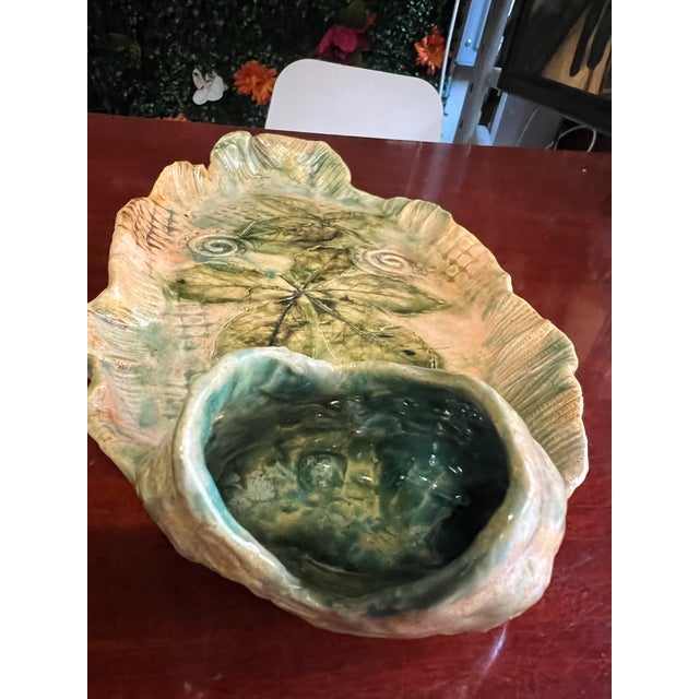 Green 1970s Asian Ceramic Hand Painted Fish Decorative Plate For Sale - Image 8 of 9