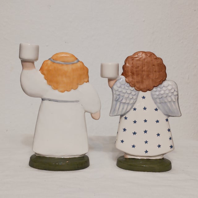 Mid-Century Modern Vintage 1987 Lisa Larson for Goebel Holiday Lucia Parade Candle Holder Figurines - Set of 4 For Sale - Image 3 of 10