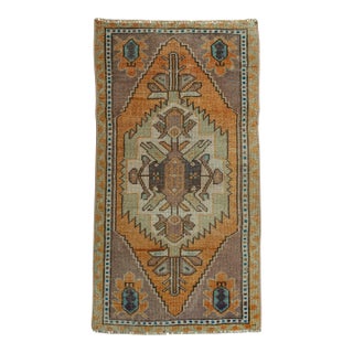Turkish Mini Rug Oriental Hand Knotted Vintage Rug 1'8" x 3' #20734 For Sale