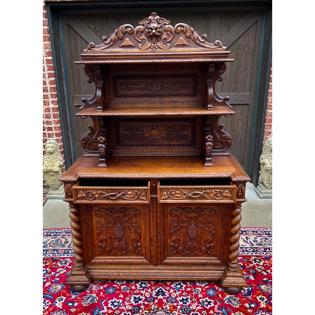 Mid 19th Century Antique French Buffet Server Sideboard Buffet Barley Twist Honey Oak 3-Tier 19c For Sale - Image 5 of 12