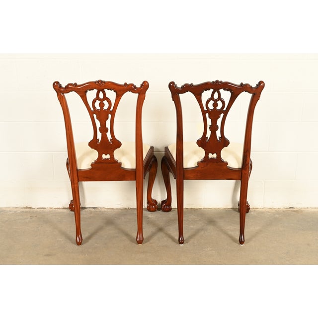 Baker Furniture Style Chippendale Carved Mahogany Dining Chairs, Set of Four For Sale - Image 12 of 14