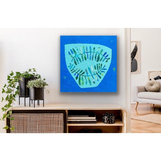 Royal Blue Fernished Vessel, Original Painting by Tracy Allegro For Sale - Image 8 of 12