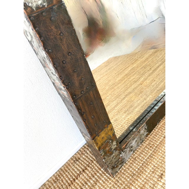 Vintage 1970s Paul Evans Brutal Metal Patchwork Wall Mirror For Sale - Image 11 of 15