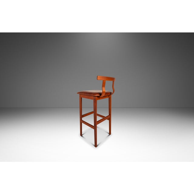 1960s Rare Mid-Century Danish Modern Barstool in Teak & Leather by Knud Bent for Korup Stolefabrik, Denmark, C. 1960s For Sale - Image 5 of 18