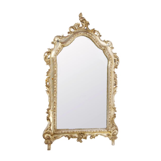Mid-20th Century Italian Rococo Style Carved Giltwood Wall Mirror For Sale - Image 12 of 12