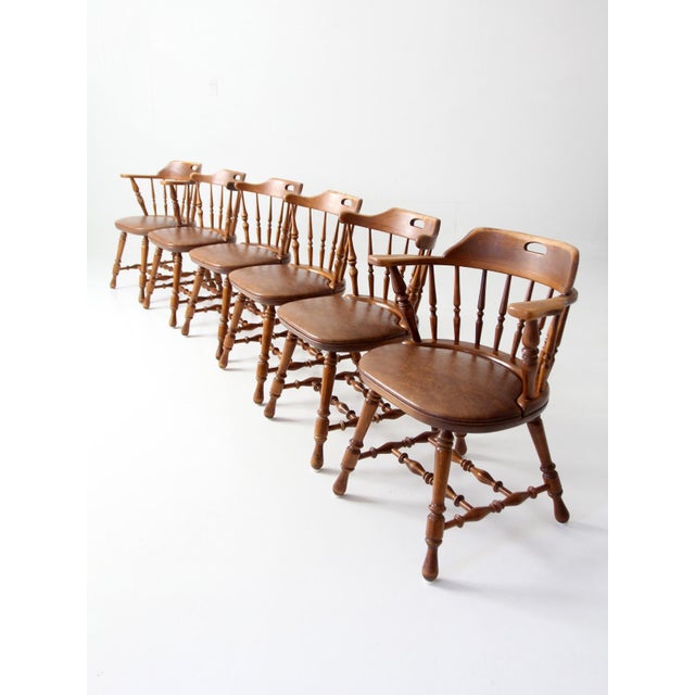 Brown Mid-Century Dinaire Windsor Dining Chairs Set 6 For Sale - Image 8 of 18