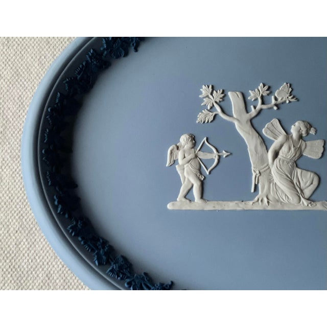 Vintage Wedgwood Light Blue Jasperware Cupid and Psyche Oval Tray For Sale - Image 10 of 18