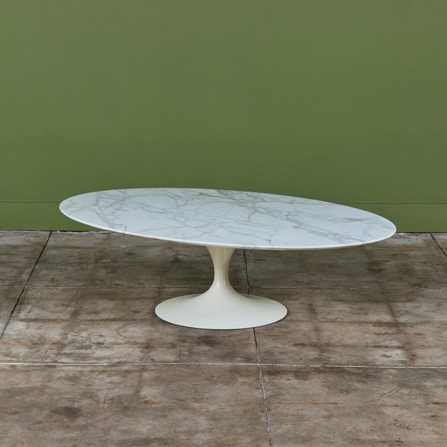 The tulip table is one of Saarinen’s most iconic designs for Knoll, c.1957. This coffee table features a cream enameled...