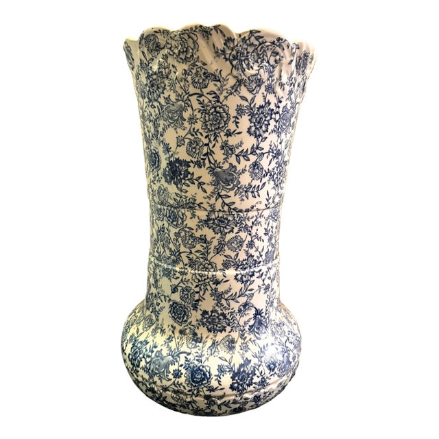 Antique Blue and White Maddocks Lamberton Royal Porcelain Umbrella Stand For Sale