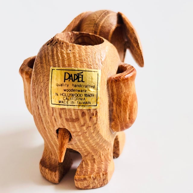 Brown Wood Elephant Toothpick Holder For Sale - Image 8 of 9