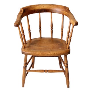 Antique Windsor Captain’s Chair Wood Spindle Armchair For Sale