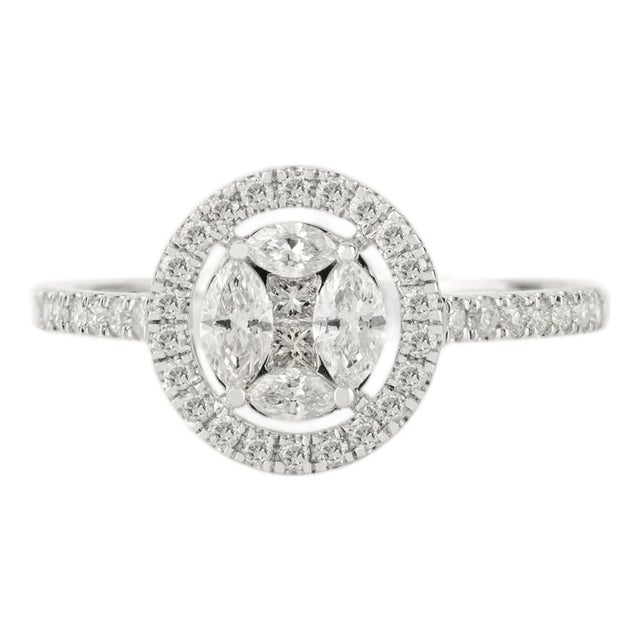 VRJewels 14k Gold Classic Halo Wedding Ring With Natural Diamonds Size 5.5 For Sale