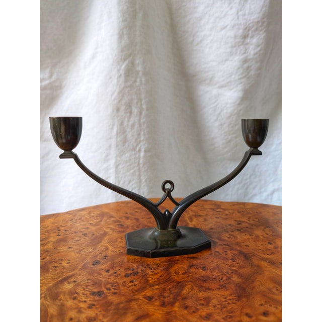Metal Art Deco Bronze Candelabra from Just Andersen, 1930s For Sale - Image 7 of 16