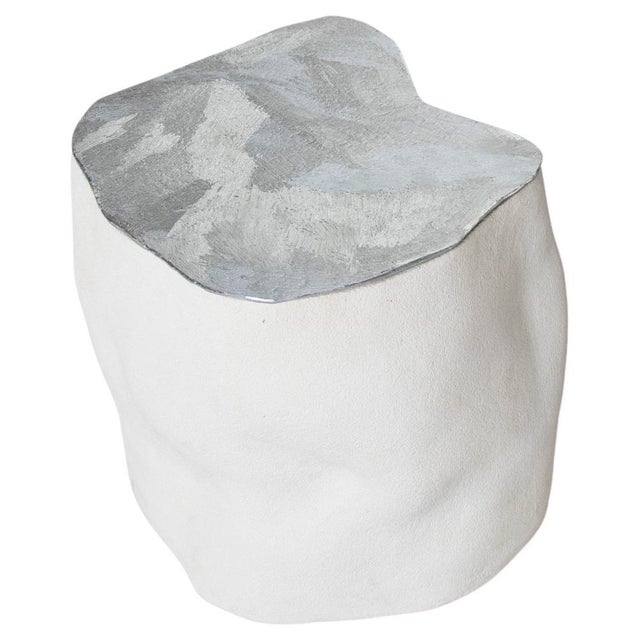 Metal Baie Side Table in Chamotte Stoneware and Aluminum by Alice Lahana Studio For Sale - Image 7 of 7