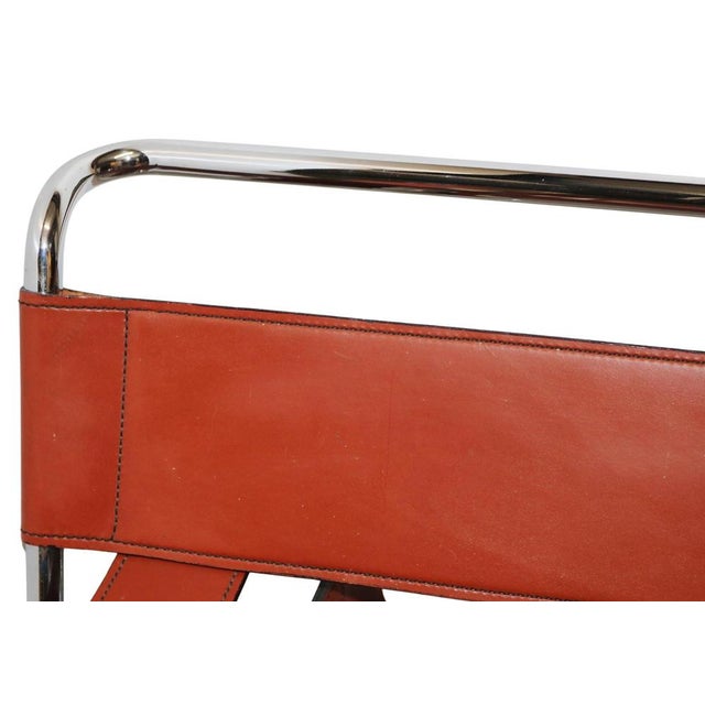 Bauhaus Wassily B3 Armchair in Chrome and Tan Leather by Marcel Breuer, Set of 2 For Sale - Image 3 of 4