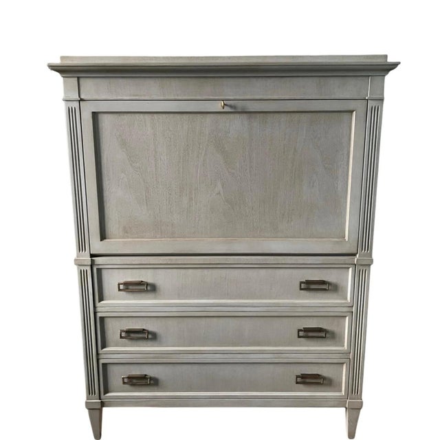 Wood Alice Secretaire in Hand-Painted Grey by Hickory Chair For Sale - Image 7 of 7