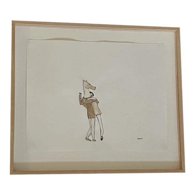 1997 Marcel Dzama Original Ink and Rootbeer Drawing, Framed For Sale