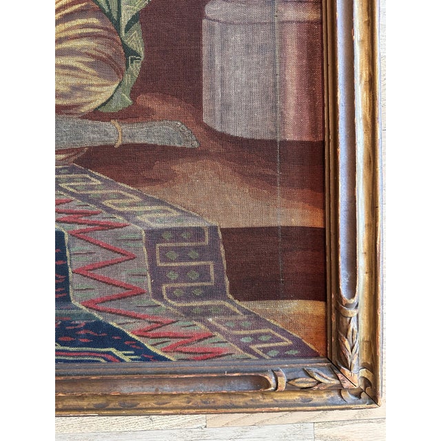 Antique Handcrafted needlepoint depicting a classical romanticized Orientalist For Sale - Image 14 of 18