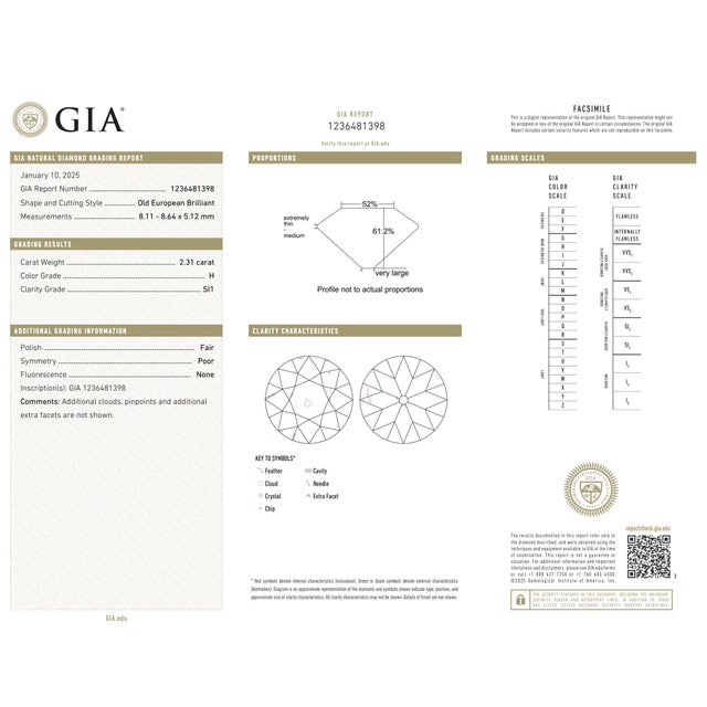 Gold Mid 20th Century Gia 2.31 Carat Old European Cut Diamond 18k Yellow Gold Ring, Size 4.75 For Sale - Image 8 of 8