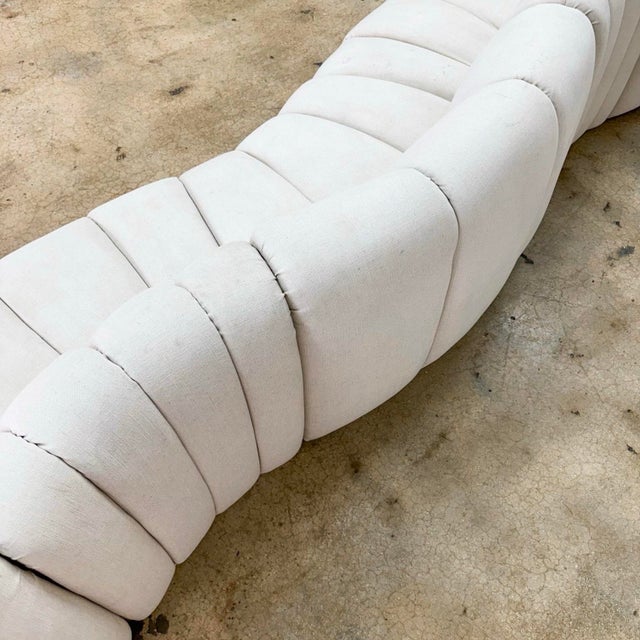Beige Postmodern Channeled Scalloped Beige Fabric Sections Sofa - 6 Pieces For Sale - Image 8 of 12