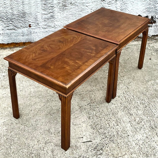 Vintage Boho Henredon Fluted Side Tables - a Pair For Sale - Image 9 of 11