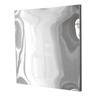 Distorting Square Wall Mirror in Polished Stainless Steel by Julien Vidame For Sale