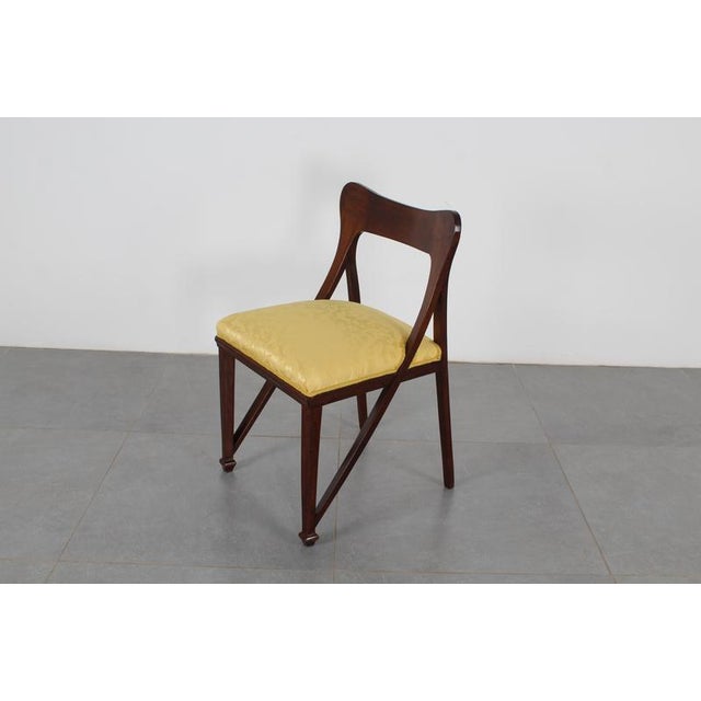 Liberty Style Shaped Wood and Yellow Fabric Chairs by V. Ducrot, Italy, 1920s, Set of 2 For Sale - Image 11 of 18