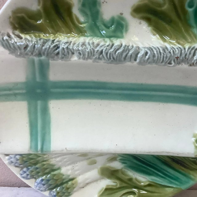 French French Majolica Asparagus Plate Salins, circa 1890 For Sale - Image 3 of 10