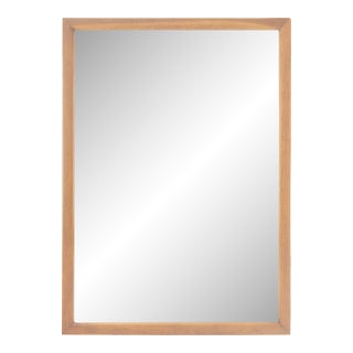 Large 31x43 Rectangle American Light Walnut Solid Wall Mirror MINT For Sale