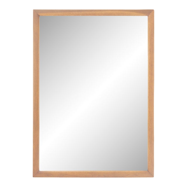 Large 31x43 Rectangle American Light Walnut Solid Wall Mirror MINT For Sale