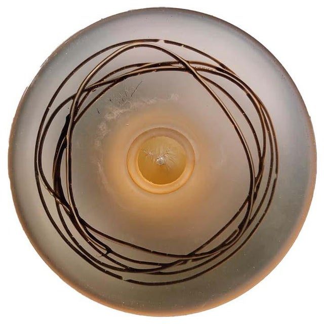 Vintage 14” Italian Frosted Amber Art Glass Trumpet Vase - Art Nouveau Style For Sale - Image 12 of 12