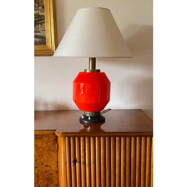Metal Space Age Orange Glass Table Lamp Base from Stilnovo, Italy, 1960s For Sale - Image 7 of 18