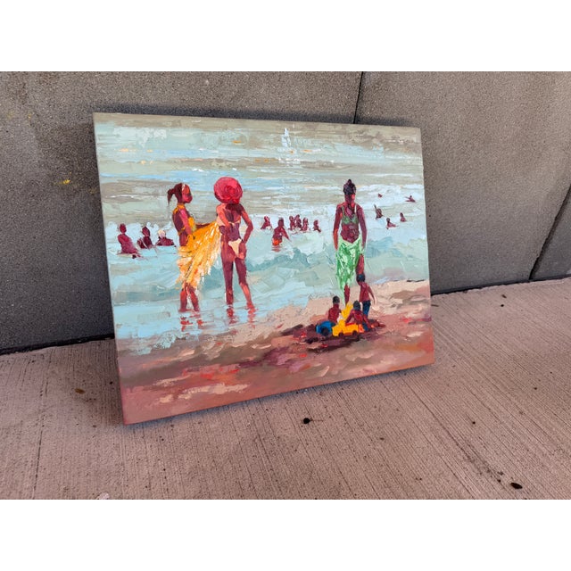Textile Footnotes of a Holiday I, Unique Impasto Painting by Godfrey Afebuame (2026) Oil on Canvas For Sale - Image 7 of 7