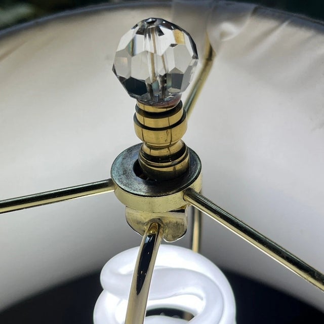 Gold Vintage Waterford Sheila Crystal Table Lamp | 20" Tall | Polished Brass Base For Sale - Image 8 of 11