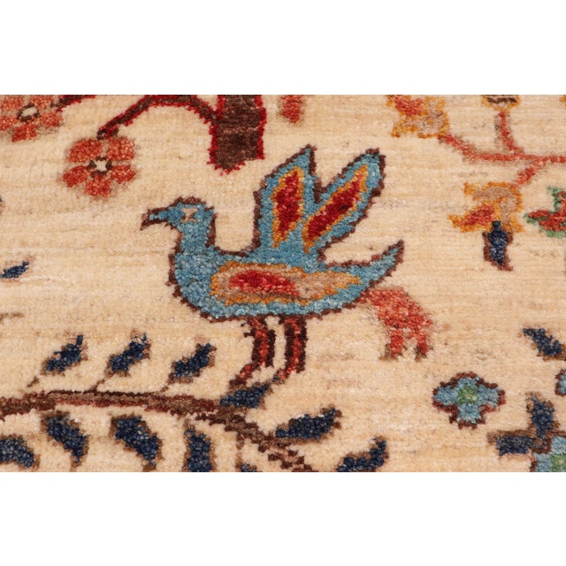 1990s Shabby Chic Ziegler Beige/Blue Wool Runner Rug- 2'0'' X 4'11'' For Sale - Image 5 of 10