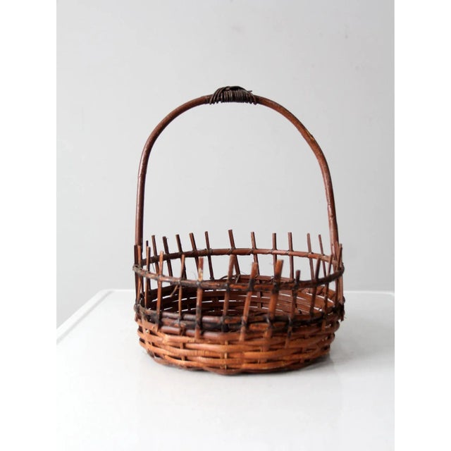 Late 20th Century Vintage Rustic Wicker Basket For Sale - Image 5 of 11