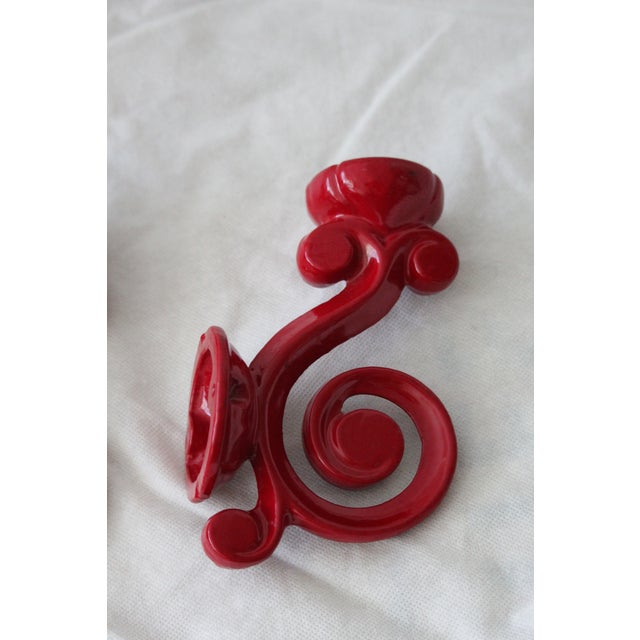 Red Wall Candleholders, 1980s, Set of 2 For Sale - Image 6 of 17