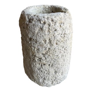 Antique Limestone Trough 23" H X 16" D Off White Color 5126a For Sale