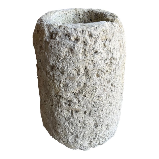 Antique Limestone Trough 23" H X 16" D Off White Color 5126a For Sale